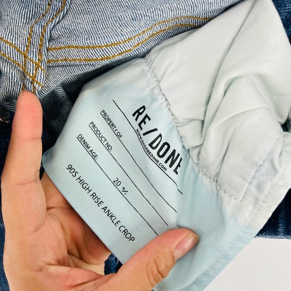Re/Done Originals Jeans 90s High Rise Waist Ankle Crop High Rise In French Blue - Picture 8 of 8